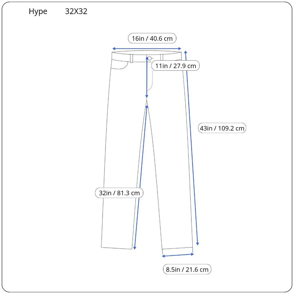 Hype Mens Sz 32 X 32 Medium Wash Denim Blue Jeans Straight Leg Decorated Pockets - Picture 3 of 15